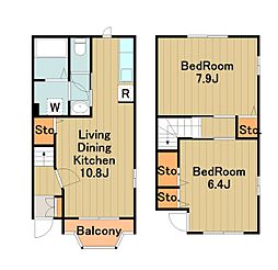 フォレスト里路 2階2LDKの間取り