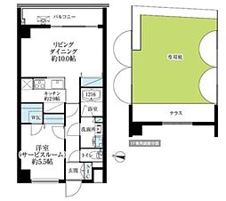 アリビオテラス芦花公園 1LDKの間取図画像
