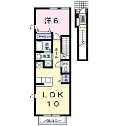 ソレイユ・コートB 1LDKの間取図画像