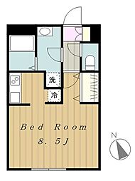 リブリ・ニュータウン 1階1Kの間取り