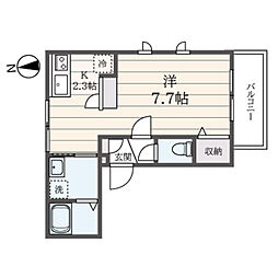 ドミールけやき 1Kの間取図画像