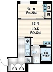 フレア恵比寿(Fullea恵比寿) 1LDKの間取図画像