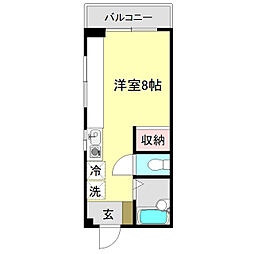 necosan ワンルームの間取図画像