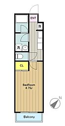 スターダスト晴貞 1Kの間取図画像