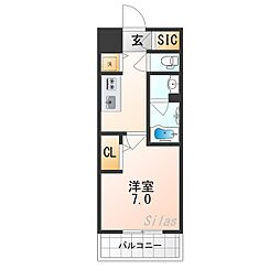 ベラジオ雅び京都七条ウエストII 1Kの間取図画像