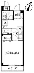 ひまわり倶楽部 1Kの間取図画像