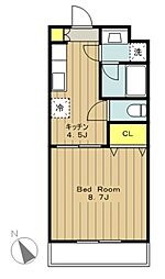 パルトネール 2階1Kの間取り
