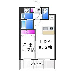 プレジオ布施ASIAN 1LDKの間取図画像