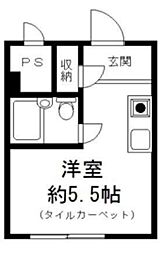 朝日九段マンション 2階ワンルームの間取り