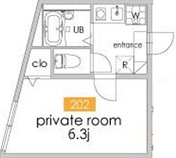 ville三宿 2階1Kの間取り