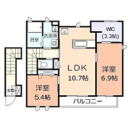 カーサそれいゆB 2LDKの間取図画像