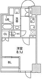 東神田テラスレジデンス 5階1Kの間取り