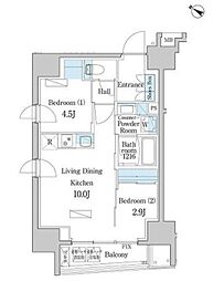 デュオフラッツ日本橋水天宮 8階2LDKの間取り