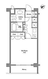 オーキッドレジデンス神楽坂 3階1Kの間取り