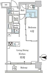 ジオエント中野弥生町 4階1LDKの間取り