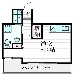シャングリラI 5階ワンルームの間取り