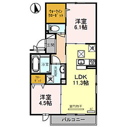 プレジール 2LDKの間取図画像