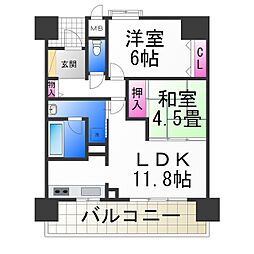 フェニックス堺東 4階2LDKの間取り