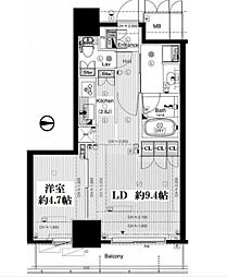 品川タワーフェイス 1LDKの間取図画像