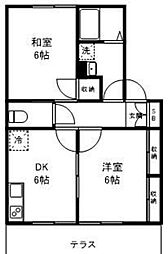 メゾン八千代台2号棟 2DKの間取図画像
