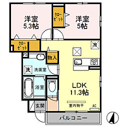 ボンヌール 2LDKの間取図画像