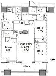 勝どきザ・タワー 40階3LDKの間取り