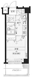 メインステージ白金高輪 1Kの間取図画像