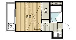 メロディーハイム 1Kの間取図画像