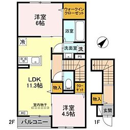 カルムベルフルール 2LDKの間取図画像