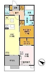 アンプルール 1LDKの間取図画像
