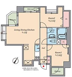 PLUS OnE 11階2LDKの間取り