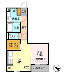 アクシス北松戸 1DKの間取図画像