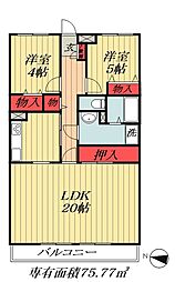 市川東レジデンス 2LDKの間取図画像