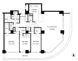 リバーポイントタワー 3LDKの間取図画像