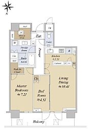 パークタワー西新宿 2LDKの間取図画像