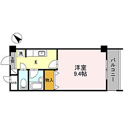 プレジデント21 1Kの間取図画像