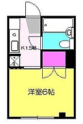 大沢ビル 2階1Kの間取り