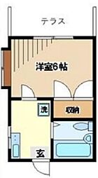 コーポリバー 1Kの間取図画像