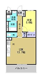 プランドールソフィアＶＩ 1階1LDKの間取り