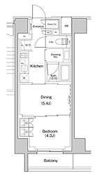 ザ・パークハビオ東長崎 4階1DKの間取り