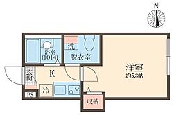 キャトル梅屋敷 1Kの間取図画像