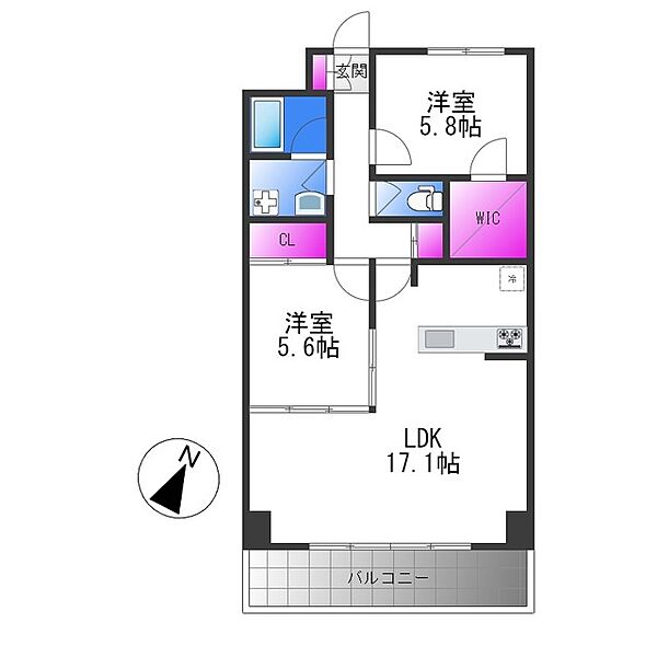 レジディア玉造 ｜大阪府大阪市東成区玉津１丁目(賃貸マンション2LDK・5階・68.65㎡)の写真 その2