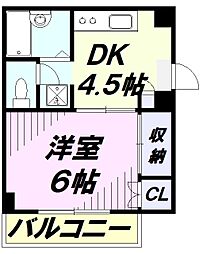 ソレーヌK 2階1DKの間取り
