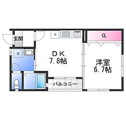 にゃんこハイツ 1DKの間取図画像