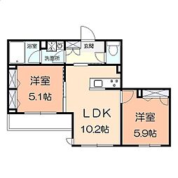 クオリスタタナ 2LDKの間取図画像