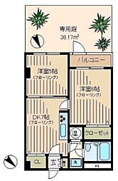 パイロットハウス北新宿 2DKの間取図画像