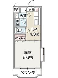 アビテ・ヴィル2 1DKの間取図画像