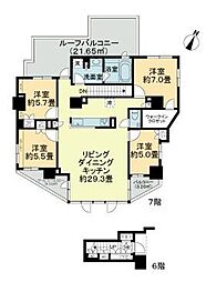 東京メトロ銀座線 外苑前駅 徒歩4分の賃貸マンション 7階4LDKの間取り