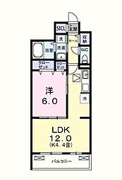 キー ウェスト 1LDKの間取図画像