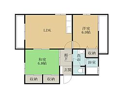 エクシード岸和田C棟 1階2LDKの間取り